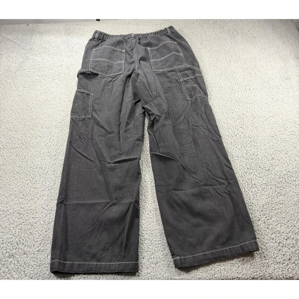 Aeropostale Womens Carpenter Pants Black Contrast Stitch Wide Leg Utility Large
